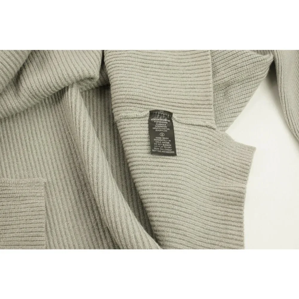 New Devotion by‎ Cyrus Women's Small Putty Grey Rib Knit Cowl Neck Tunic Sweater